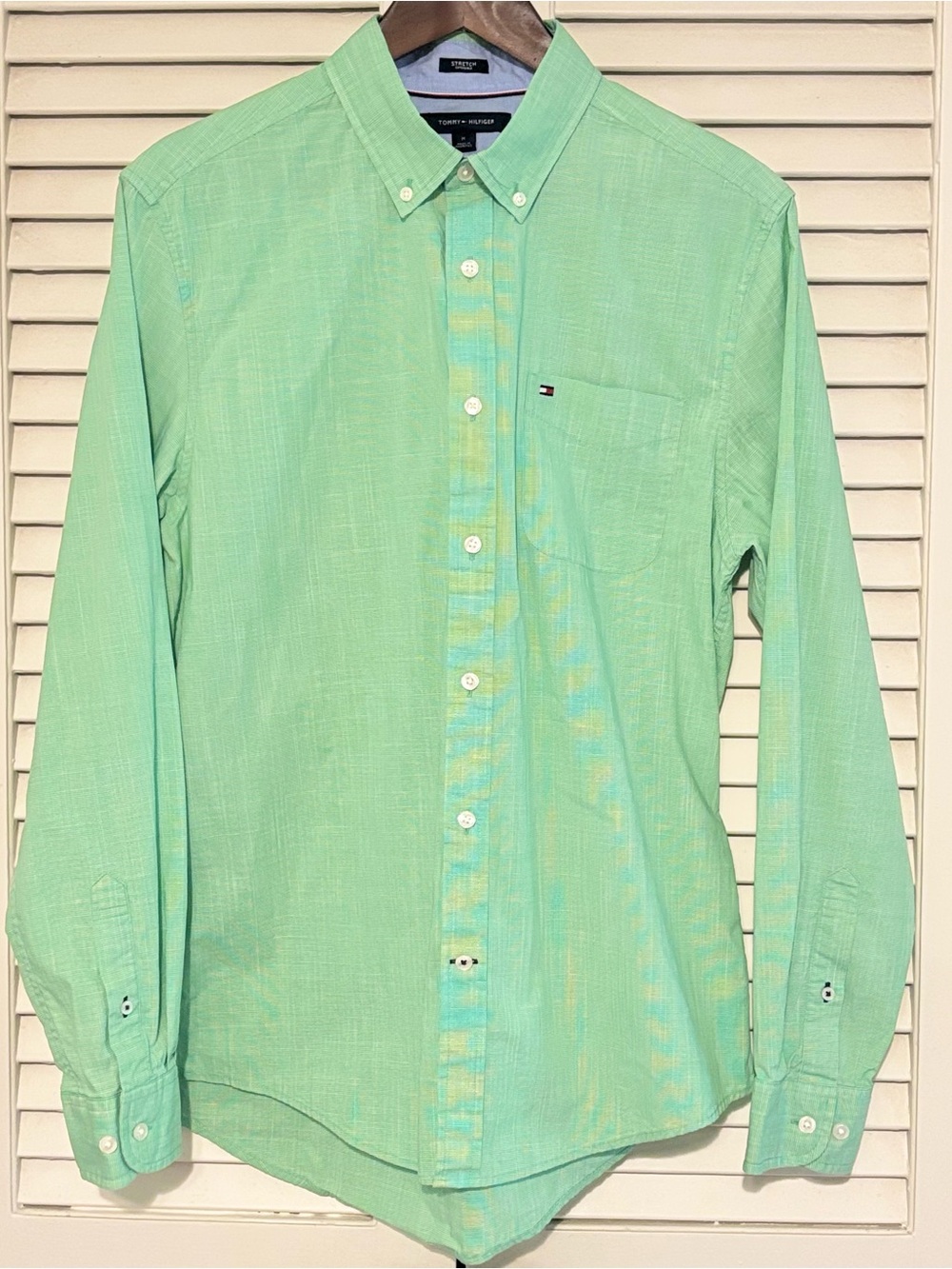 Tommy Hilfiger Men's Mint Green Button-Down Dress Shirt